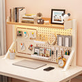 Desktop Bookshelf Organizer with Clamp On Desk Pegboard and Storage Shelf for College Dorm Room,Wood-a-100 * 63cm/39 * 24in