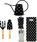 kate spade new york Gardening Bundle with Watering Can, Hand Rake and Trowel, Kneeler Pad, and Garden Gloves (Picture Dot)