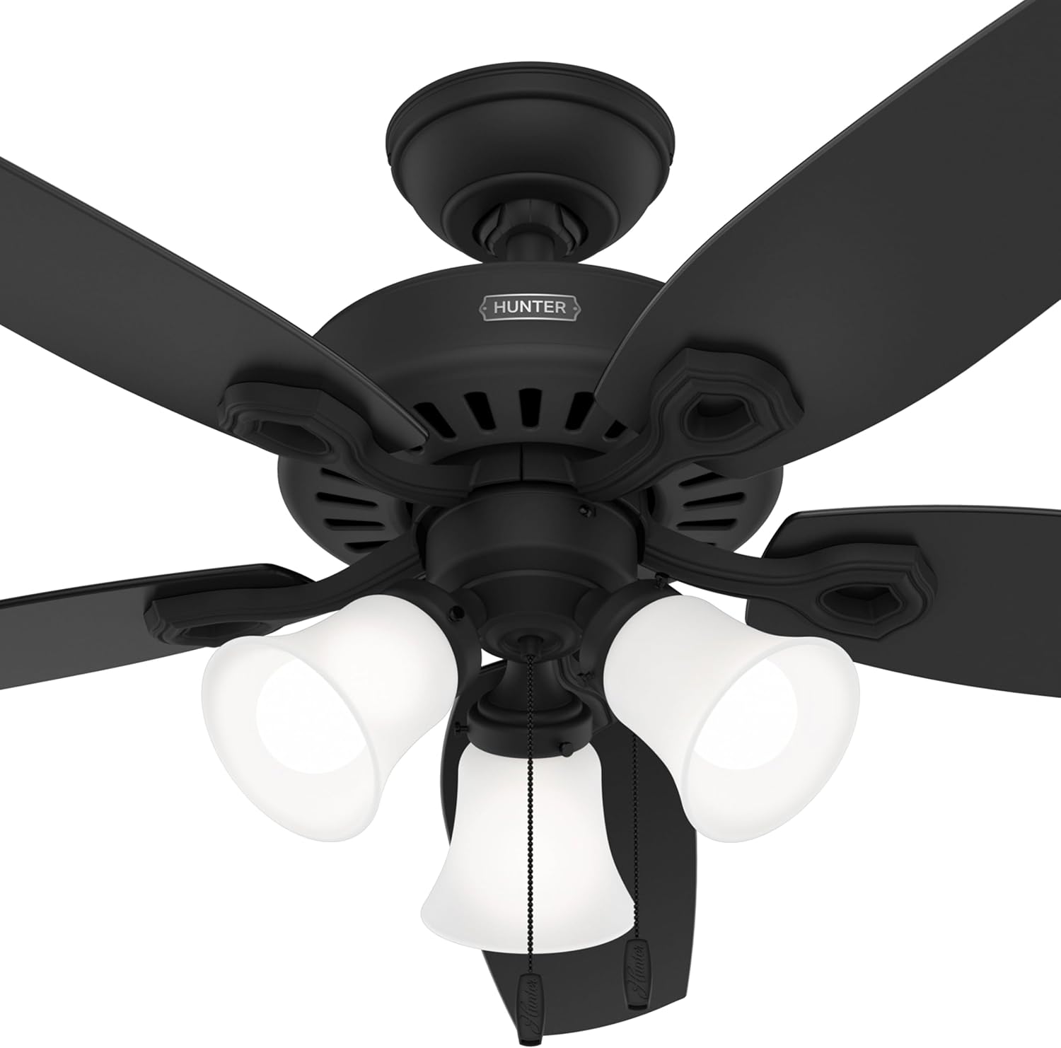 Hunter Fan 52 Inch Matte Black Indoor Ceiling fan with LED Light and Pull Chain for Bedroom, Living Room, Office, Basement, Kitchen, Dining Room (Renewed)