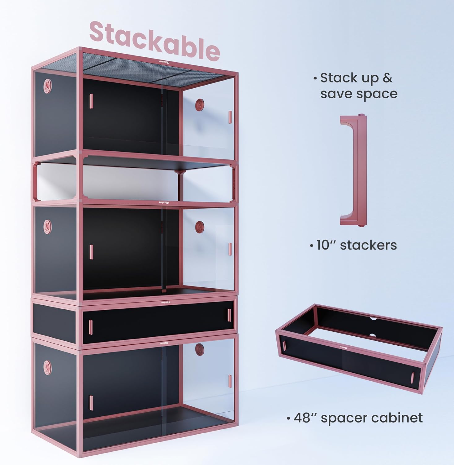 Phailozoo 120 Gallon Bearded Dragon Tank,Stackable Reptile Enclosure with Front Sliding Tempered Glass Doors,Easy Assembly Aluminum Frames Reptile Tank for Snake & Lizard