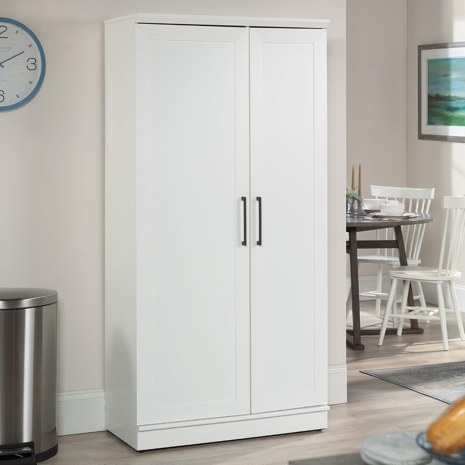 Sauder HomePlus Kitchen Storage Pantry Cabinet with Swing Door Storage and Adjustable Shelves, in Soft White finish