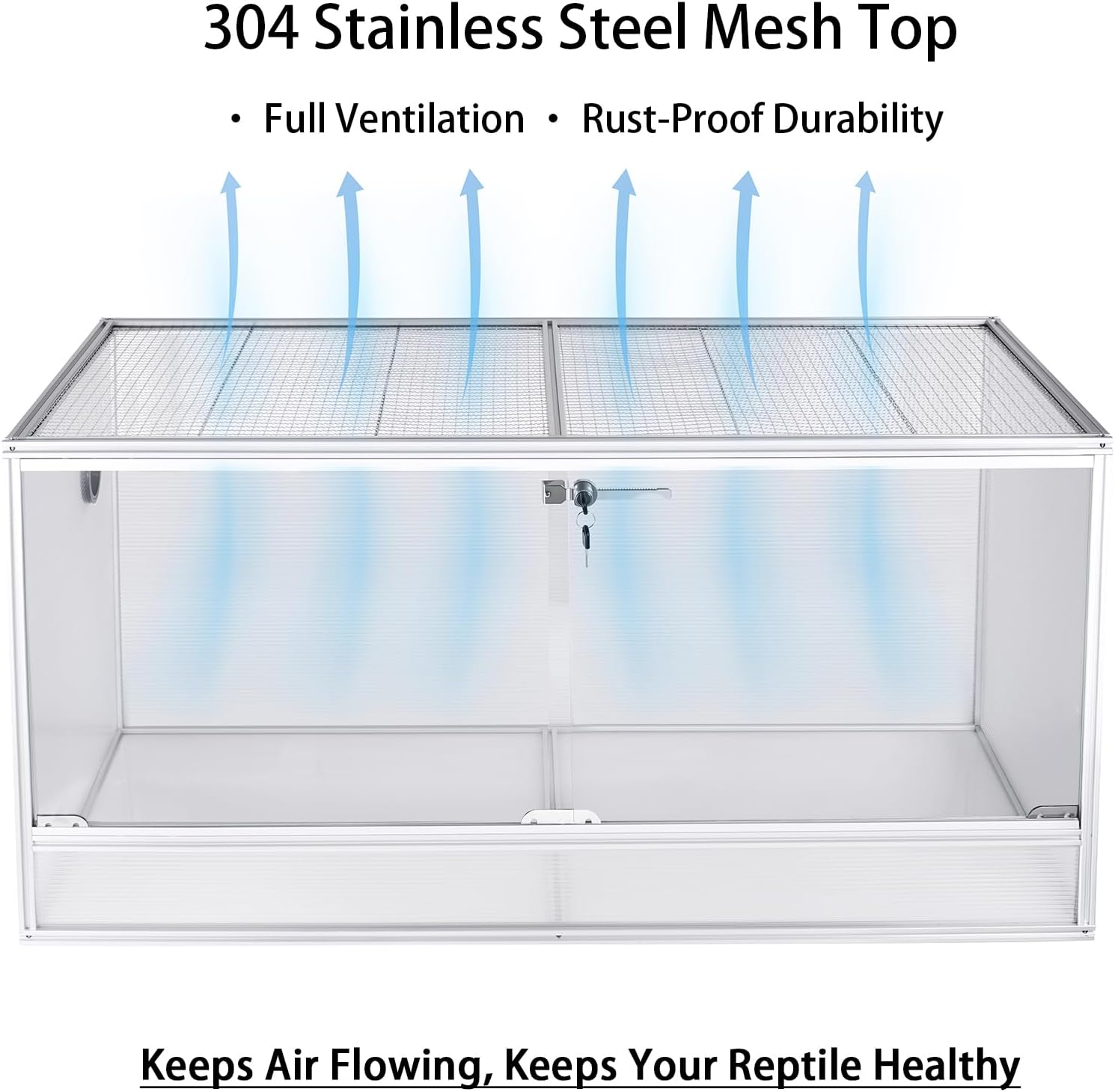 120 Gallon Bearded Dragon Tank, 48 x 24 x 24 Reptile Enclosure with Lockable Sliding Glass Doors and Top Screen Ventilation for Easy Maintenance