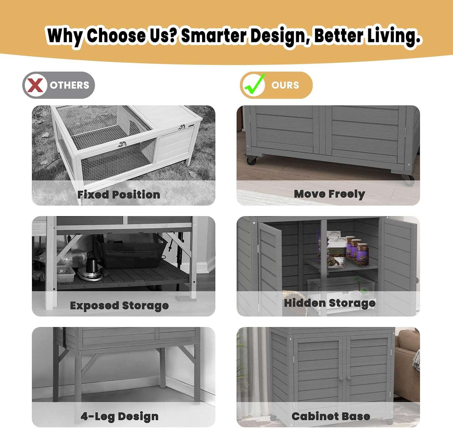Wooden Tortoise Habitat with Storage and Wheels, Large Turtle Enclosure Cage with Lamp Holder & Easy-Clean Tray, Tortoise Enclosure Indoor & Outdoor, Reptile Enclosure with for Gecko, Lizard, Snake