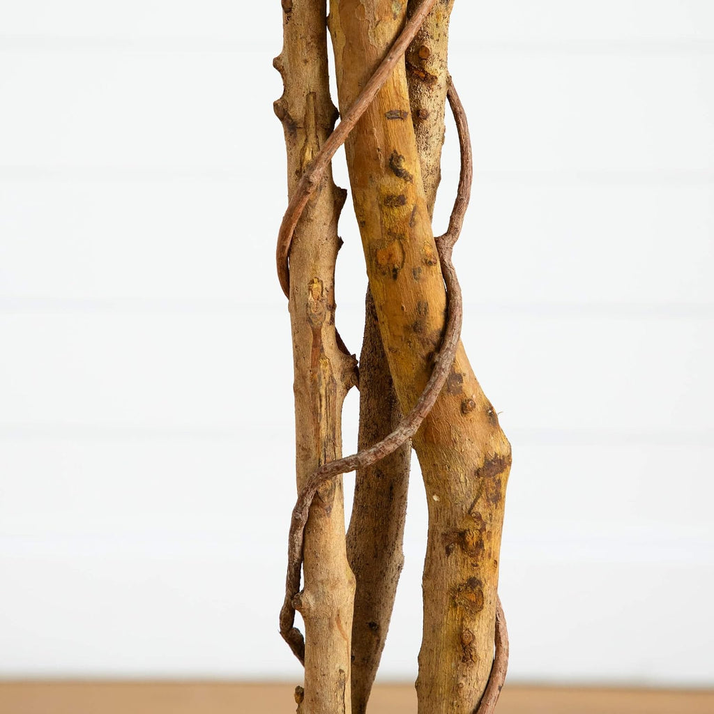 Nearly Natural 74in Artificial Triple Trunk Ficus Tree, Faux Greenery with Natural Wood Trunks for Indoor Home Decor