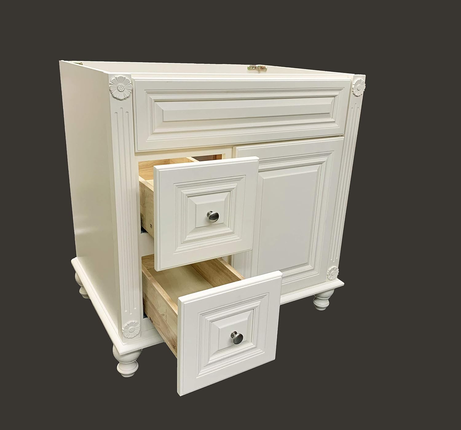 Antique White Solid Wood Single Bathroom Vanity Base Cabinet 30' W x 21' D x 32' H (Left Drawers)