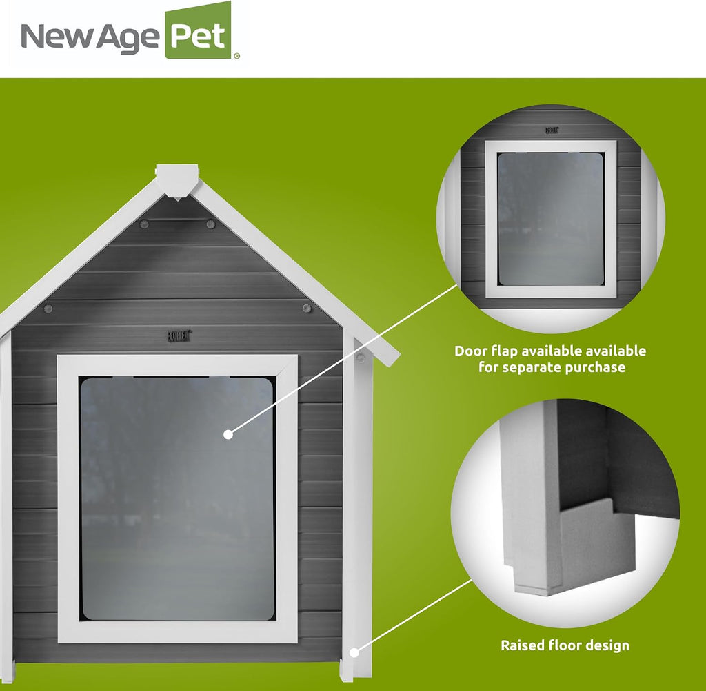 New Age Pet ECOFLEX Bunk Style Dog House for Large Dogs Weather Resistant, Non Toxic, Easy Assembly in Grey