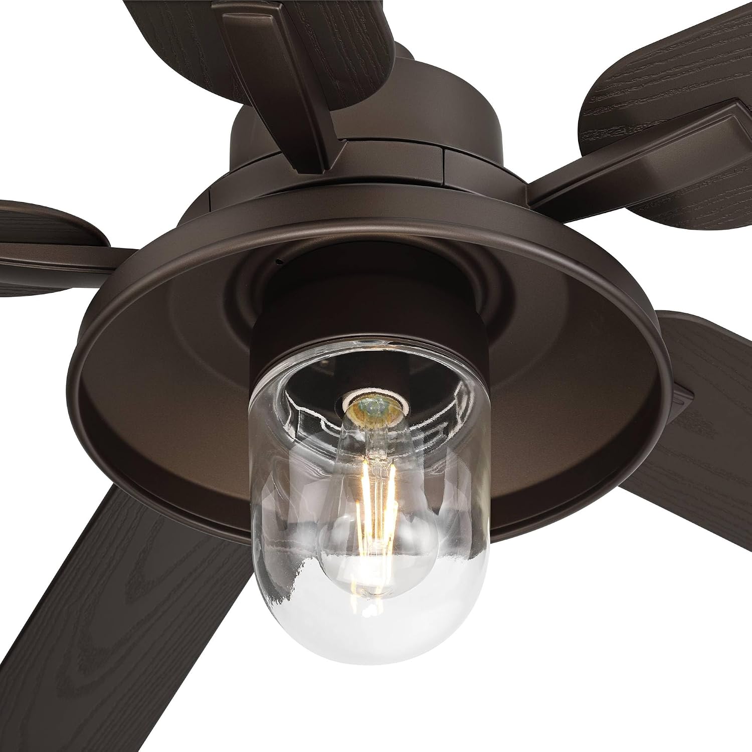 Casa Vieja 60' Ridgeline Barn Farmhouse Rustic Indoor Cottage Core Outdoor Ceiling Fan 5 Blade LED Light Remote Control Bronze Finish Brown Blades Bedroom Patio Wet Rated Decorative DC Motor