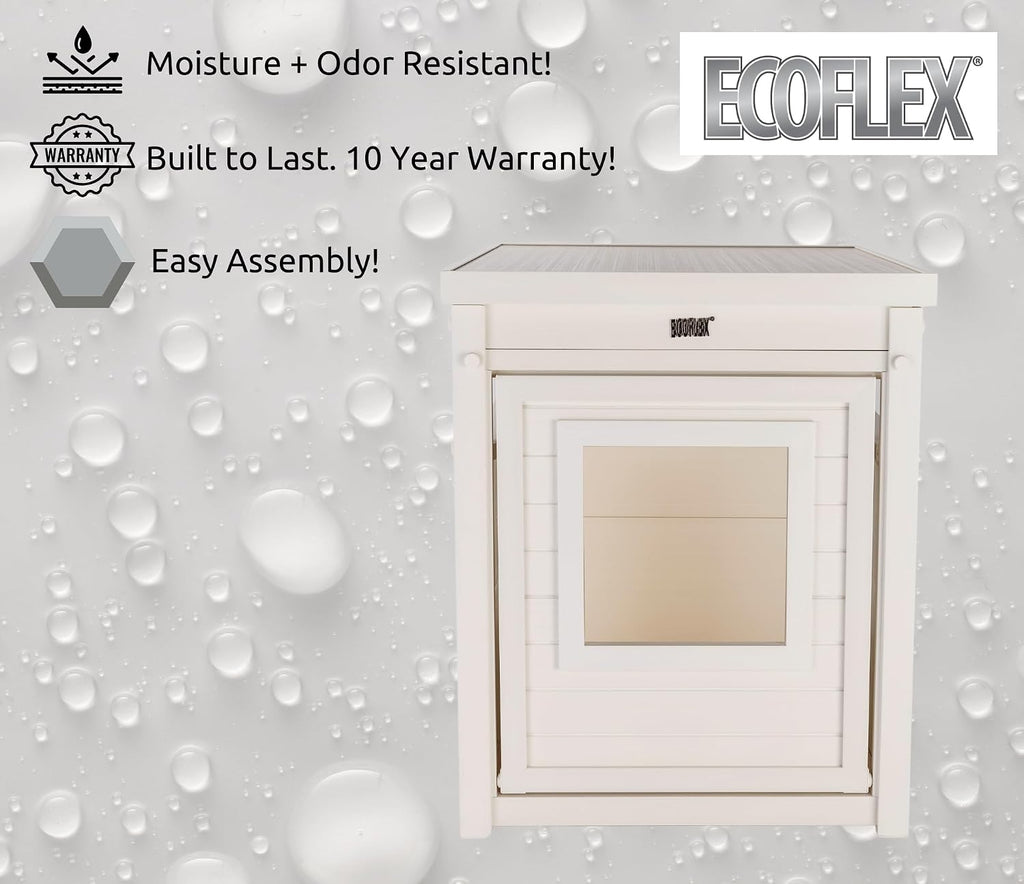 New Age Pet ECOFLEX Litter Loo Standard & Jumbo Sizes, 4 Colors, Moisture and Odor Resistant Enclosure & End Table, No‑Tools Assembly, 10 Year Warranty, Antique White, Standard