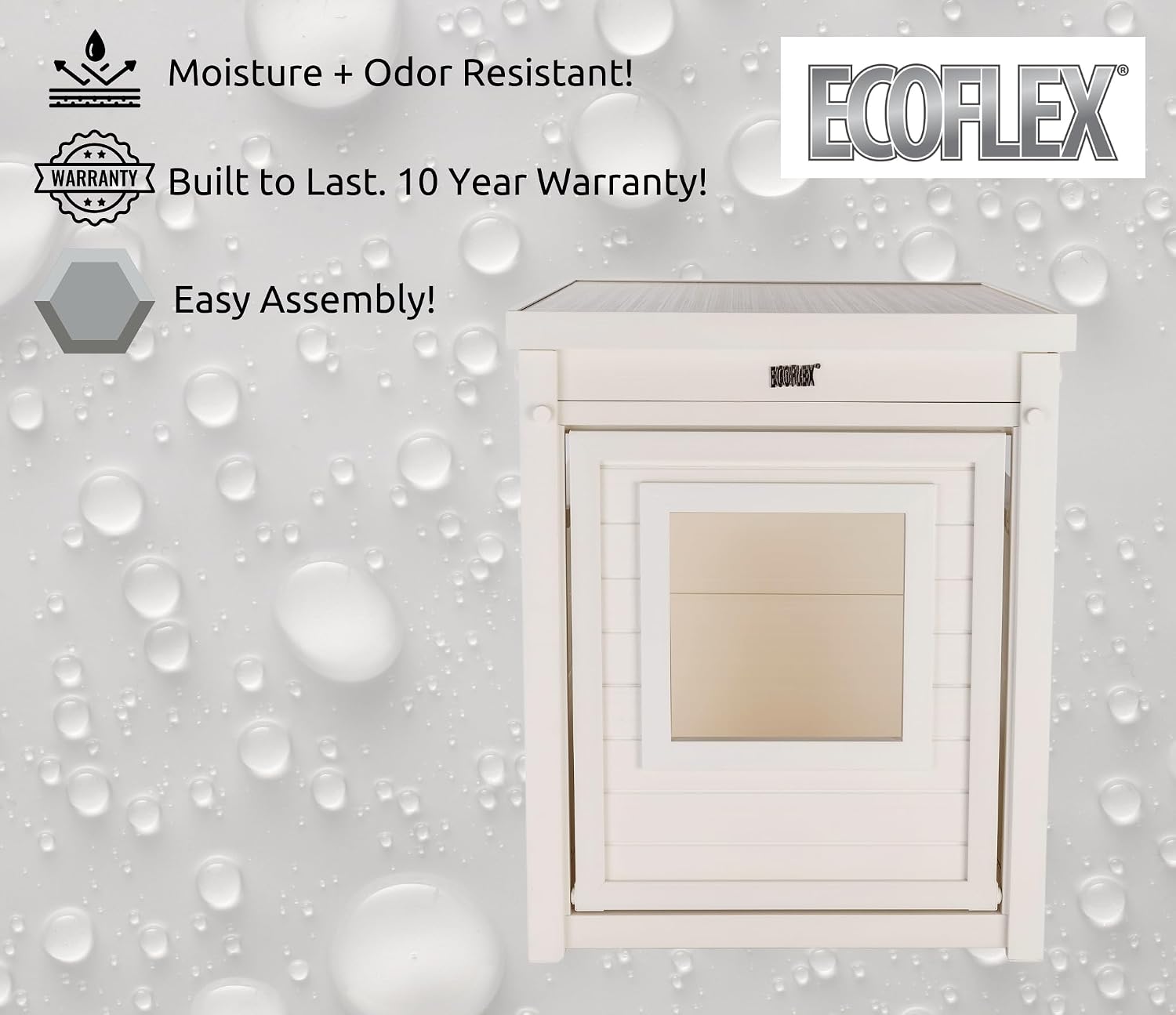 New Age Pet ECOFLEX Litter Loo Standard & Jumbo Sizes, 4 Colors, Moisture and Odor Resistant Enclosure & End Table, No‑Tools Assembly, 10 Year Warranty, Antique White, Standard