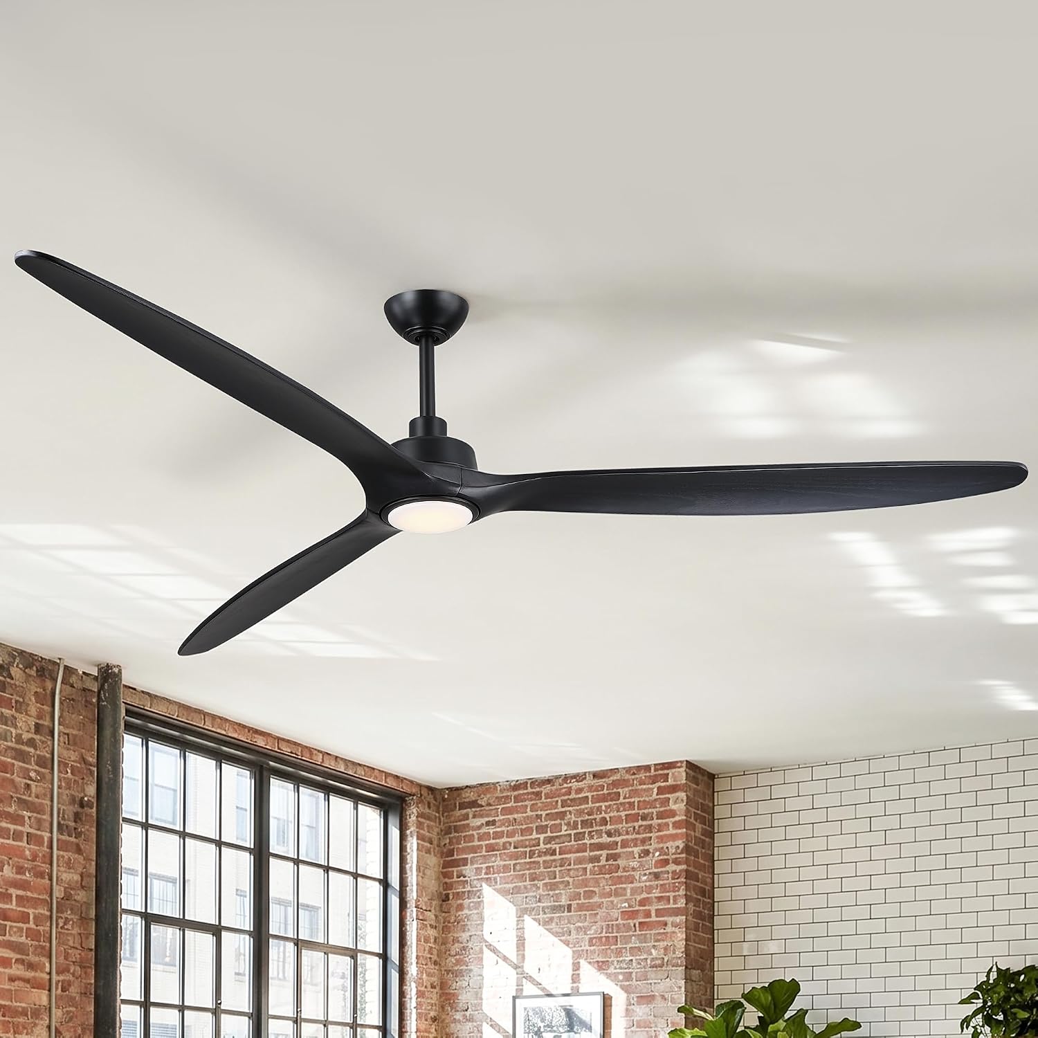 80 Inch Ceiling Fans with Lights and Remote Large Quiet Outdoor Ceiling Fan | Reversible Quiet DC Motor, 3 Natural Wood Blades, 6-Speed, 3CCT & Dimmable LED, High CFM Modern Big Fan for Living Room Patio