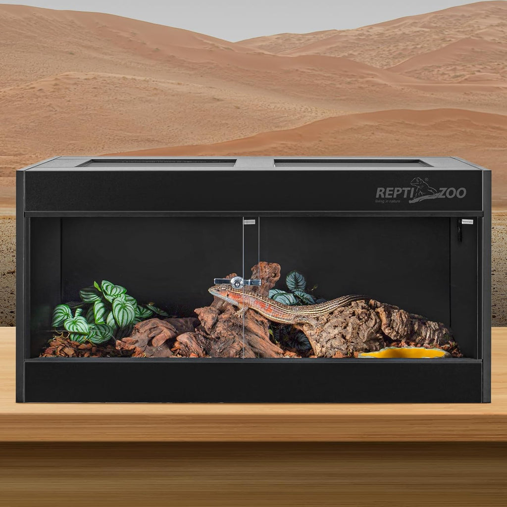 REPTI ZOO 50 Gallon PVC Reptile Enclosure, 36x18x18 inch Reptile Tank for Ball Python Bearded Dragon Snake Gecko, Reptile Terrarium Lounge Habitat with Glass Sliding Door & Top Screen Ventilation
