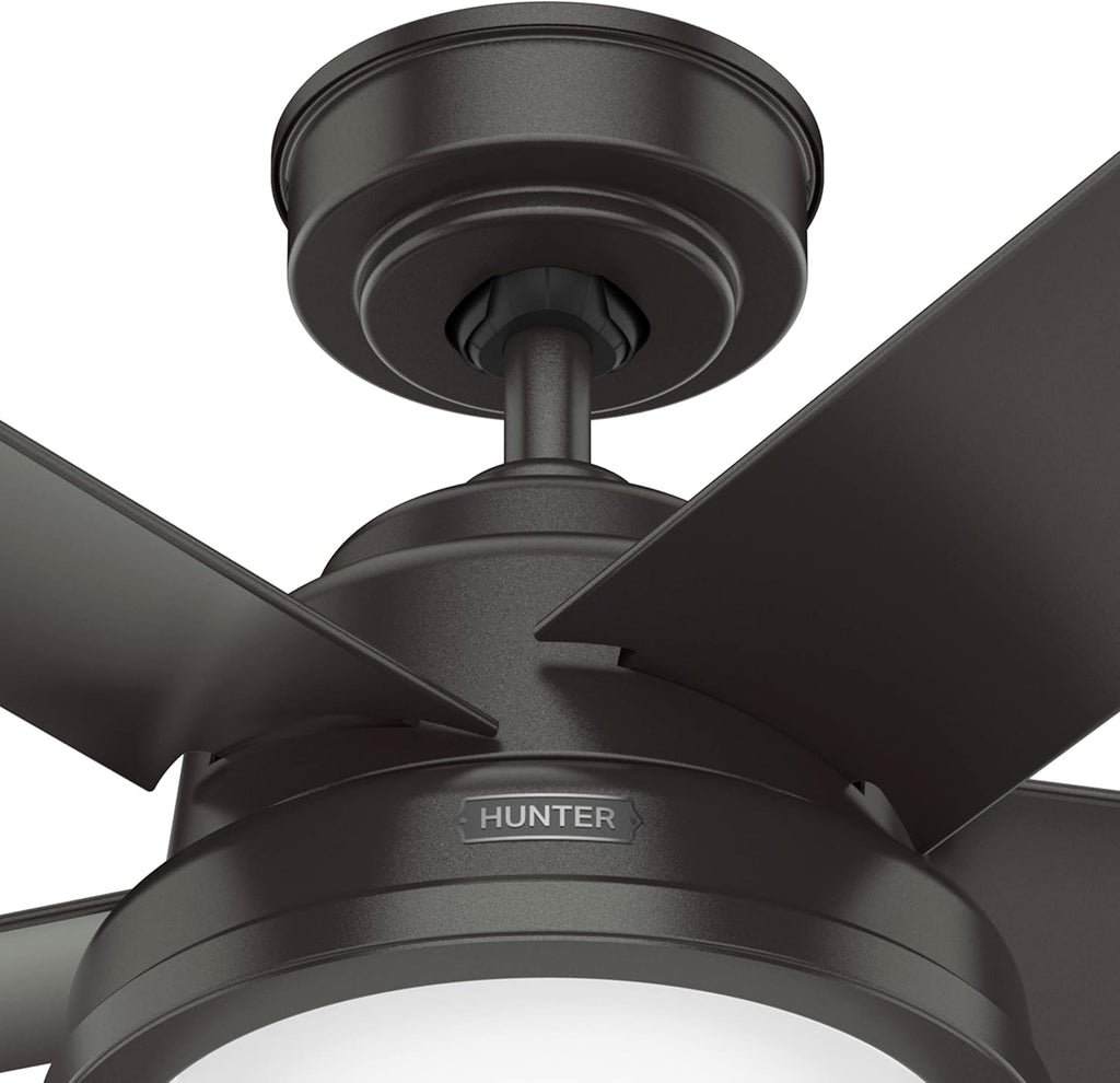 Hunter Fan 44 inch Casual Noble Bronze Outdoor Ceiling Fan with LED Light Kit and Pull Chain (Renewed)
