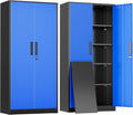 Greenvelly Metal Garage Storage Cabinet with 2 Doors and 4 Adjustable Shelves, 72' H Lockable Storage Cabinet,Tall Metal Cabinet Locking File Cabinet for Office,Home, Garage, Gym, School