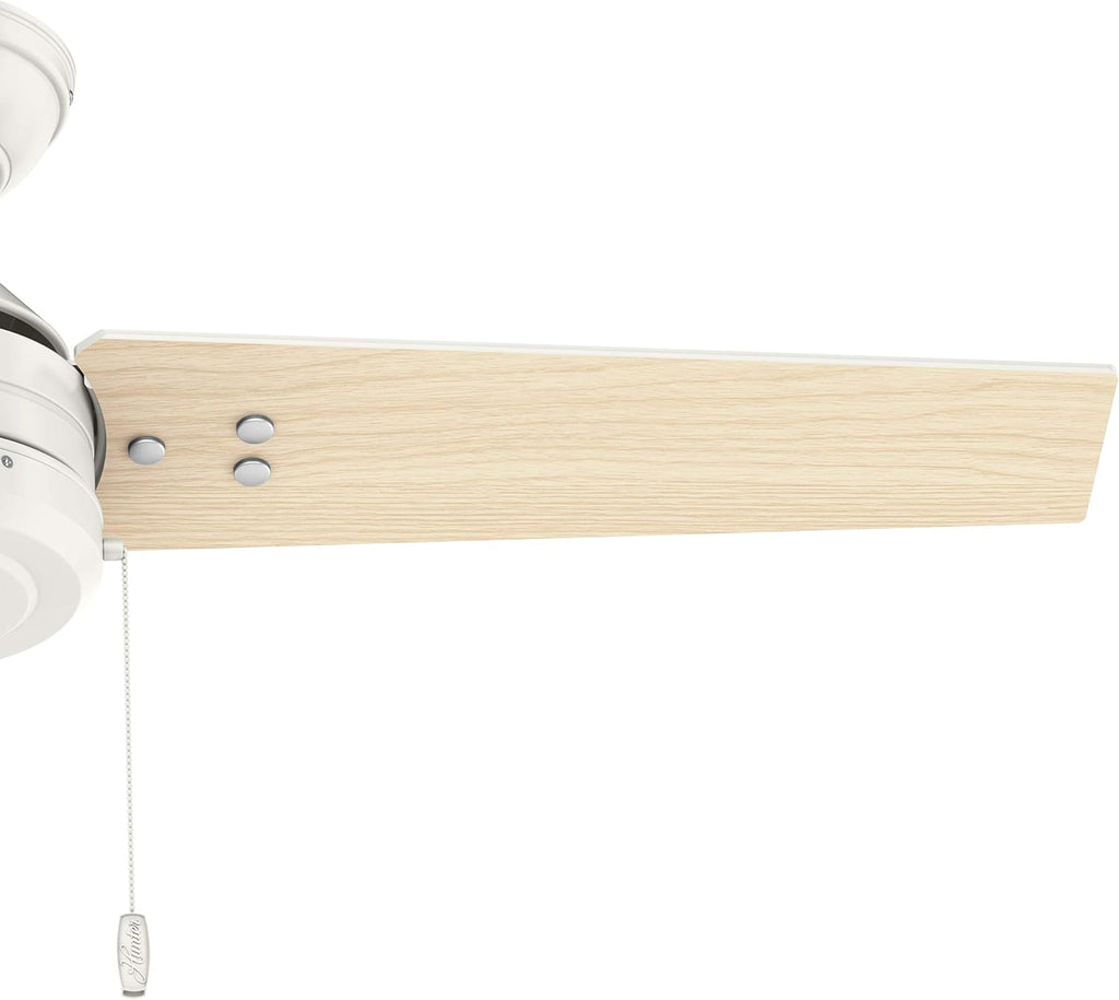 Hunter Fan 44 inch Contemporary Fresh White Outdoor Ceiling Fan with Pull Chain (Renewed)