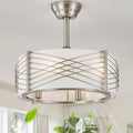 20' Fandelier Ceiling Fans with Lights, Silver Caged Boho Ceiling Fan with Light Remote Control, Mid-Century Modern with 6 Speeds for Bedroom, Nursery, Living Room