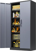 Metal Locker Storage Cabinet,Locking Cabinet with Doors and Adjustbale Shelves,Garage Storage Cabinets for Basement,Home Office
