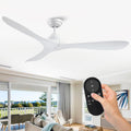 White Ceiling Fan No Light with Remote 56 Inch Modern DC Motor Ceiling Fans without Lights for Bedroom Living Room, Outdoor Ceiling Fans for Patios, 6 Speeds, Reversible 3 Blades, Ventilador de Techo