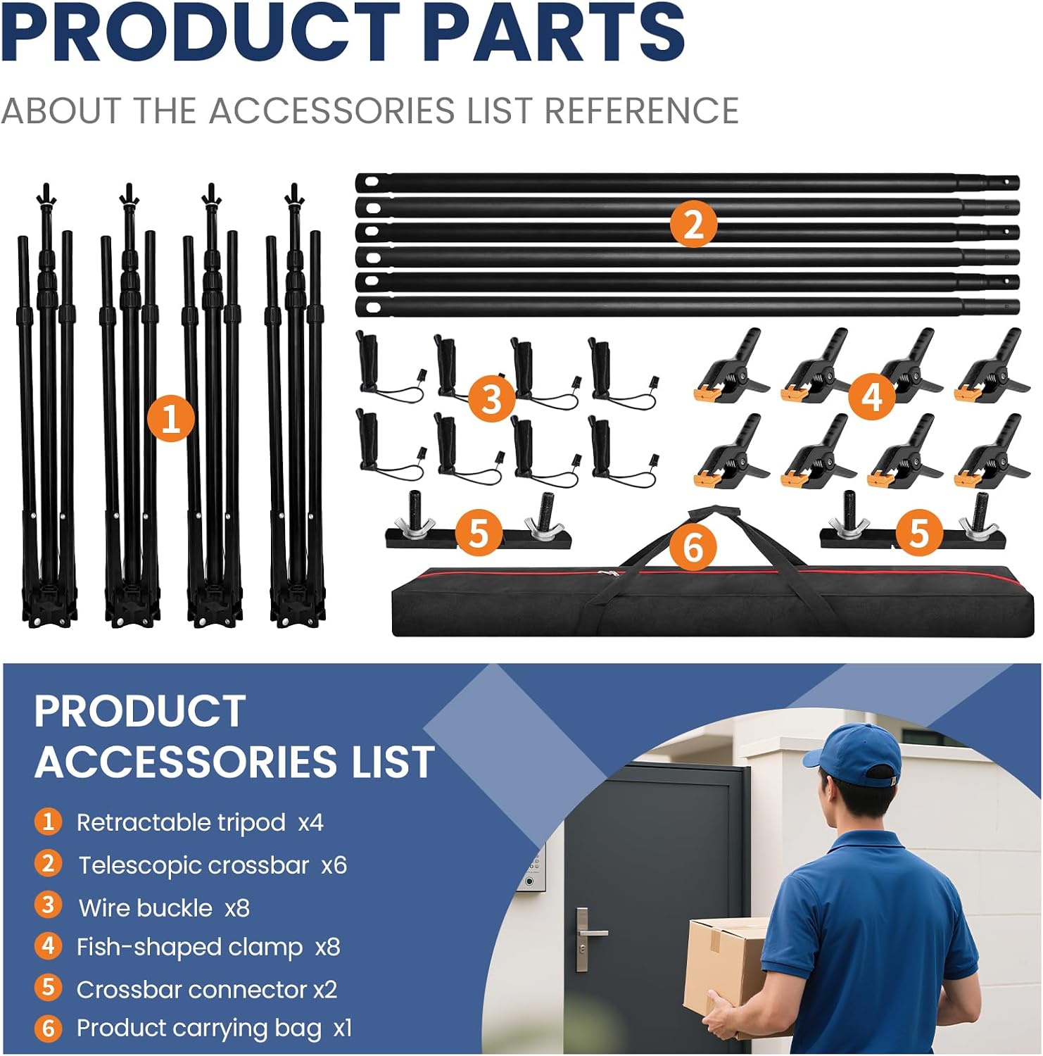 Jiang&Rong 8.5 x 30ft (H x W) Adjustable Photo Backdrop Stand Kit, Large Photography Background Stand with 308°Angle Rotatable Connector for Wedding, Birthday, Party