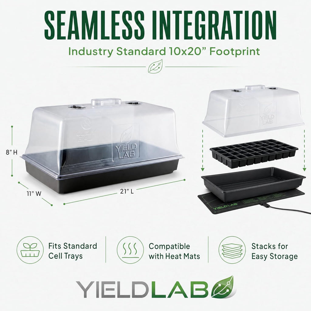 10x20 Humidity Dome with Plant Propagation Trays – 20 Pack Clone Dome - Clone Tray with Humidity Dome for Gardening, Seedling, Microgreens, Germination, Cloning, Soil, and Hydroponics
