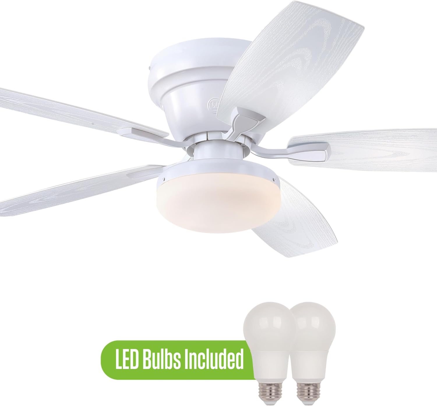 Westinghouse Lighting Contempra Indoor/Outdoor Ceiling Fan, LED Light Fixture with Opal Frosted Glass, Remote Control, 52 Inch, Matte White Finish