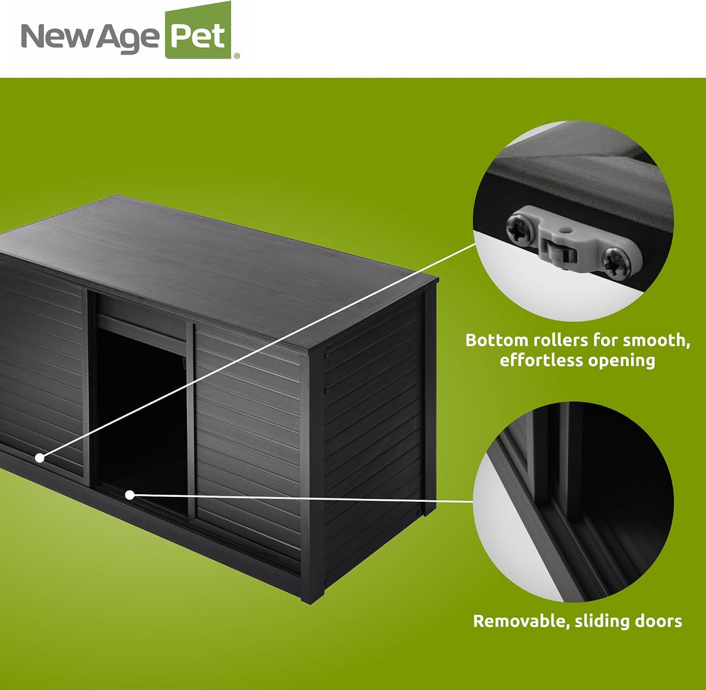 New Age Pet ECOFLEX 48' Storage Cabinet for Pets in Black, Durable Wood Plastic Composite, Non Toxic, Easy Assembly, Ideal for Bedding, Food, Toys, Large Mojave Reptile Habitat Compatible