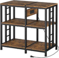 20-29 Gallon Fish Tank Stand with Power Strip, 3-Tier Metal Aquarium Stand, 31.5' L x 16.5' W for 20 Gallon Long Aquarium, 400 lbs Capacity, Retro Brown