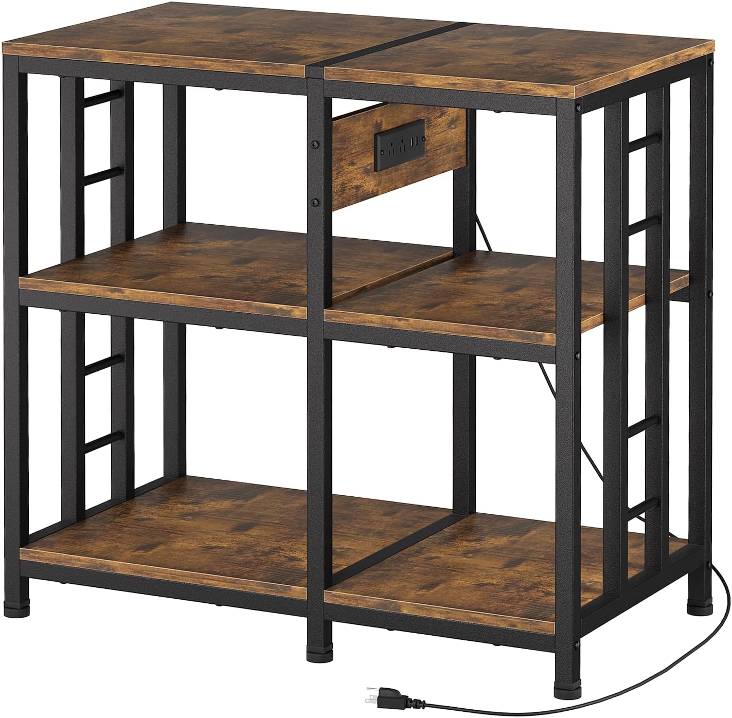 20-29 Gallon Fish Tank Stand with Power Strip, 3-Tier Metal Aquarium Stand, 31.5' L x 16.5' W for 20 Gallon Long Aquarium, 400 lbs Capacity, Retro Brown