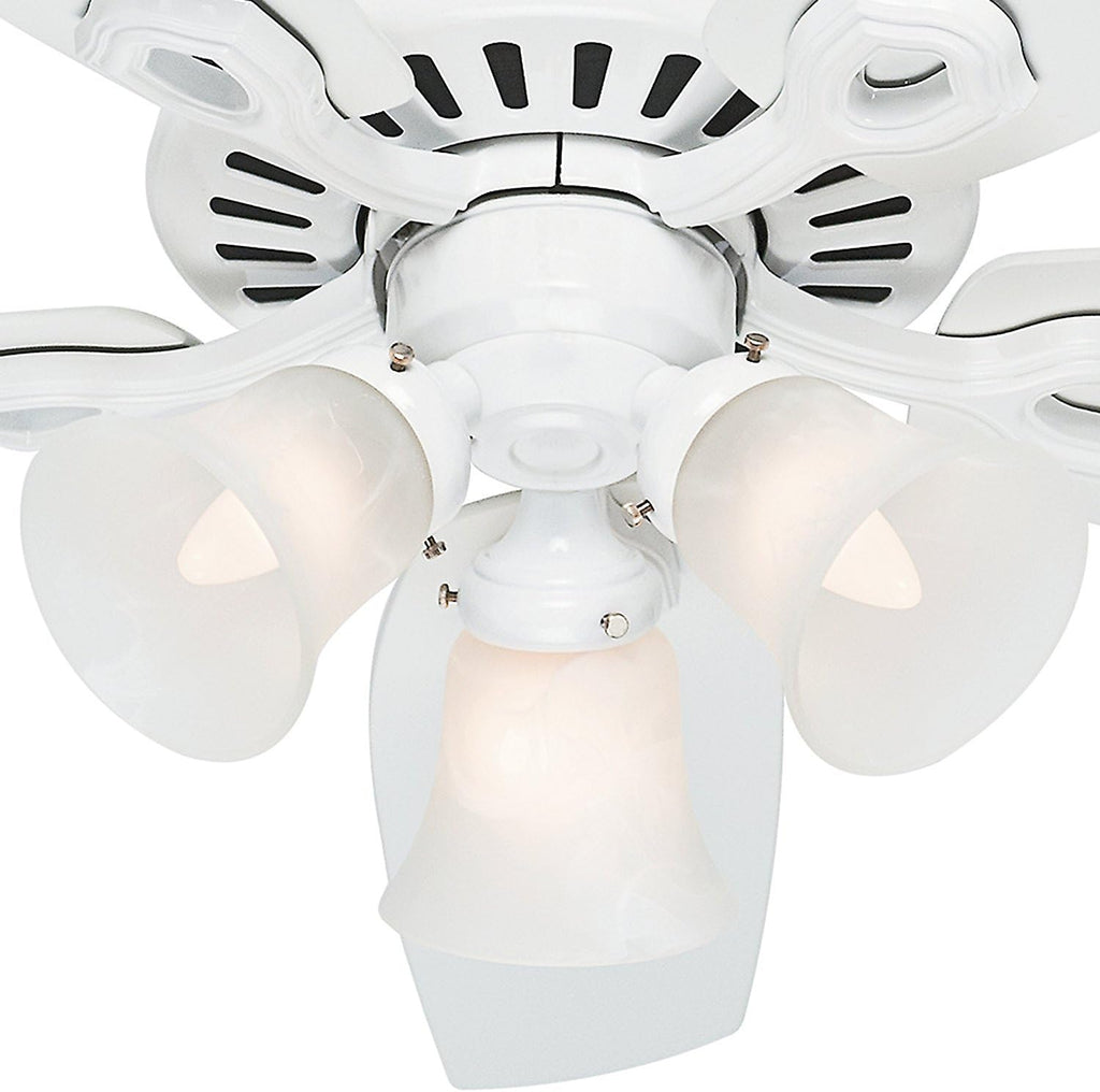 Hunter 52in Snow White Ceiling Fan - Three-Light Fitter with Swirled Marble Glass (Renewed)