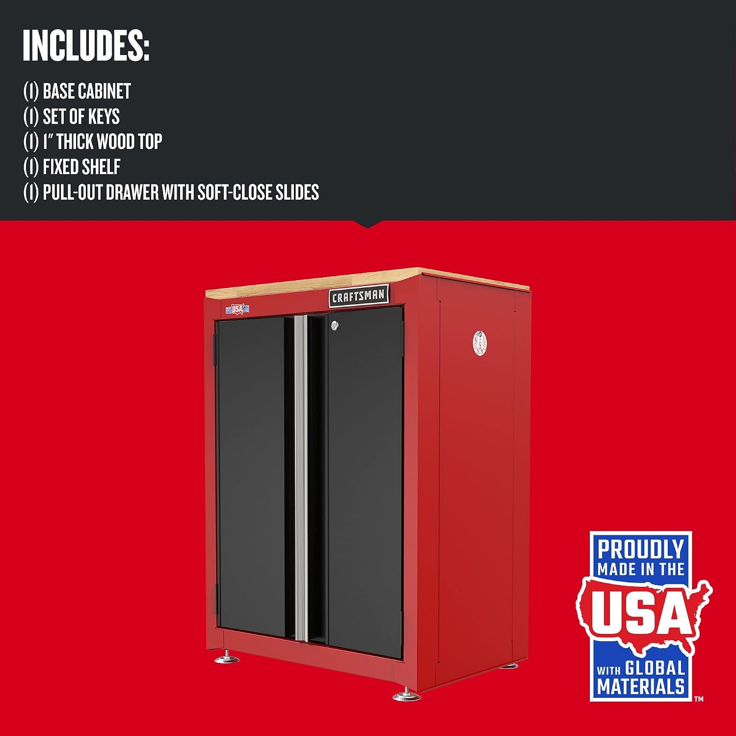 CRAFTSMAN Garage Storage Cabinet, Metal, Base, 2-Door (CMST22603RB)