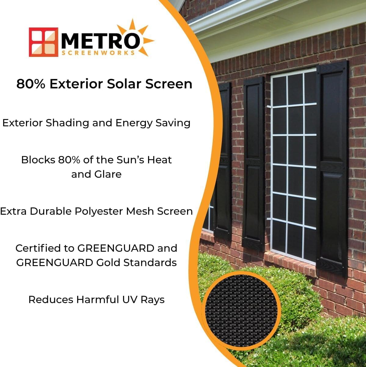 Phifer Solar Screen Mesh for Windows 80% Shade – Energy-Saving Solar Screen Roll 36 in x 100 ft, Black – DIY Exterior Sun Shades for Reduced Glare and More Privacy - Patio & Porch