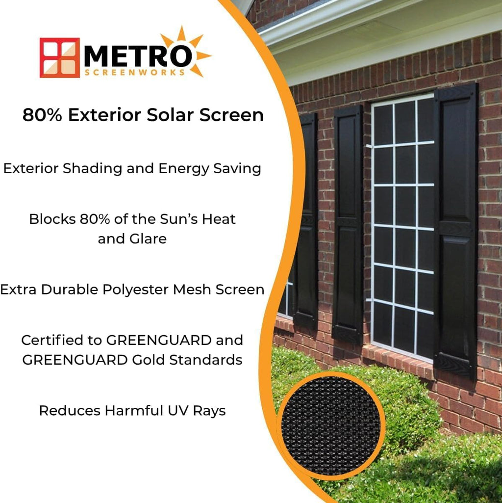 Phifer Solar Screen Mesh for Windows 80% Shade – Energy-Saving Solar Screen Roll 36 in x 25 ft, Black – DIY Exterior Sun Shades for Reduced Glare and More Privacy - Patio & Porch