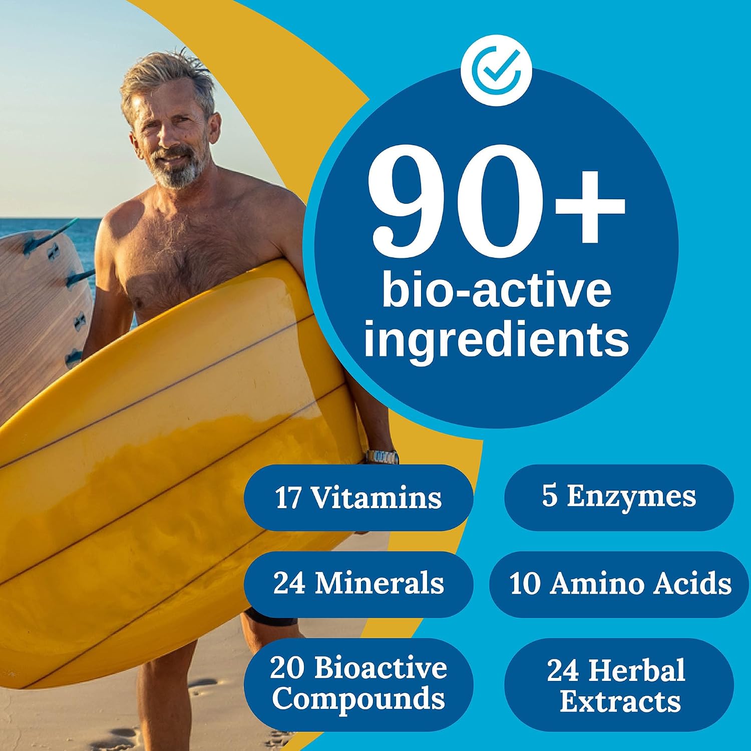 Xtendlife Total Balance Men's Premium Multivitamin for Immune, Heart, Digestive & Cellular Health - Extra Strength Daily Support - 90+ Nutrients & Minerals - 30 Day Supply