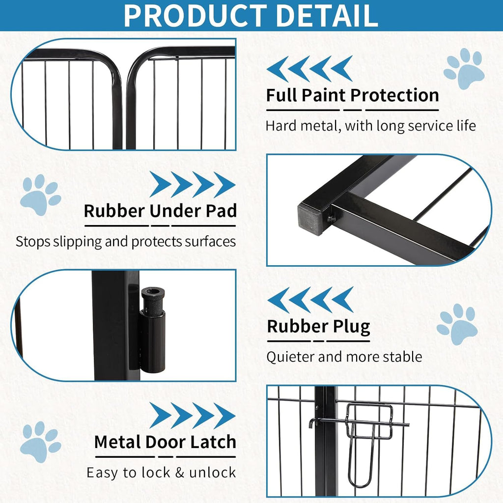 NEWBULIG Dog Playpen for Indoor 24 Inch 16 Panels - Portable Heavy Duty Metal Pet Exercise Pen with Door, Foldable Small Dog Puppy Playpen Fence for Outdoor RV, Camping, Yard, Garden