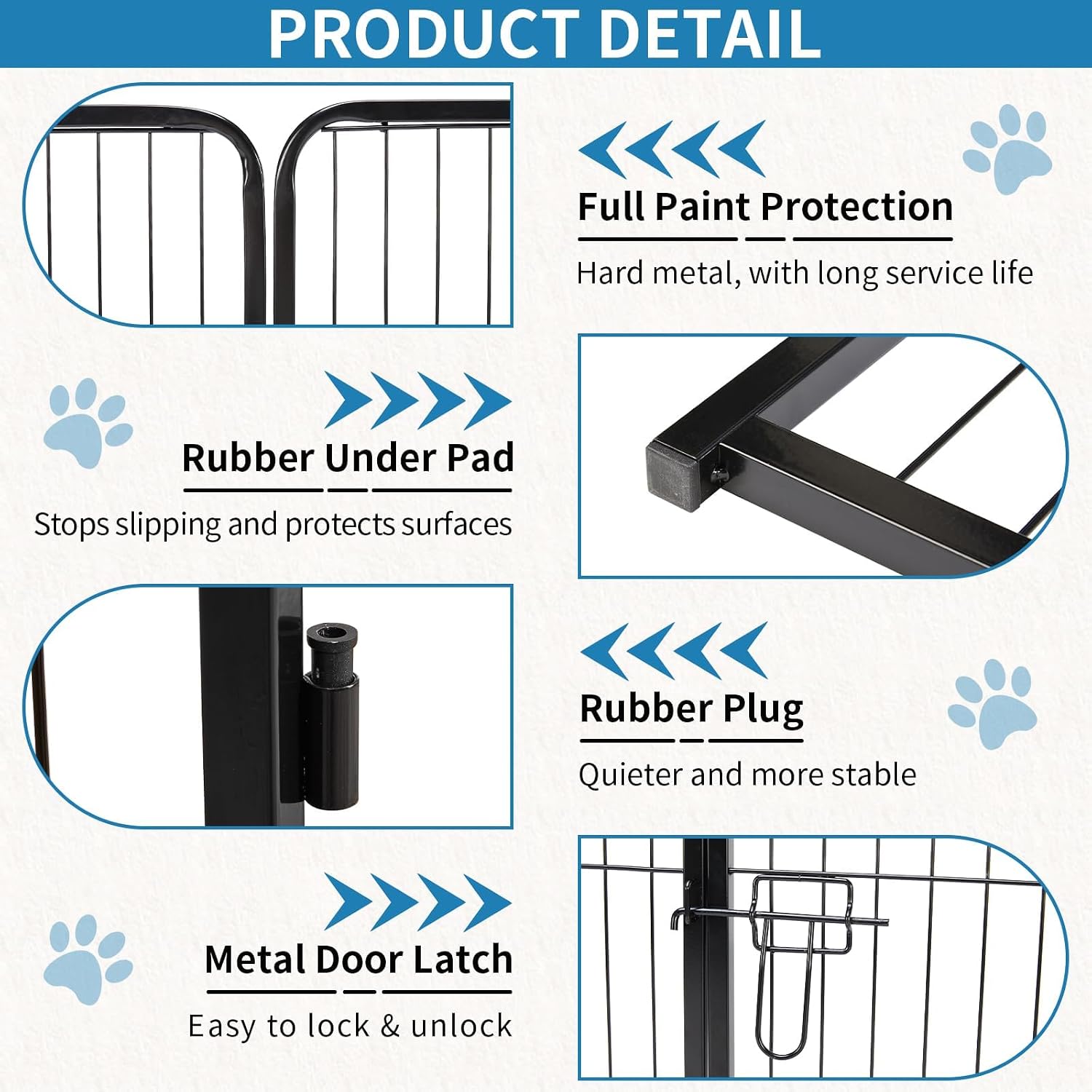 NEWBULIG Dog Playpen for Indoor 24 Inch 16 Panels - Portable Heavy Duty Metal Pet Exercise Pen with Door, Foldable Small Dog Puppy Playpen Fence for Outdoor RV, Camping, Yard, Garden