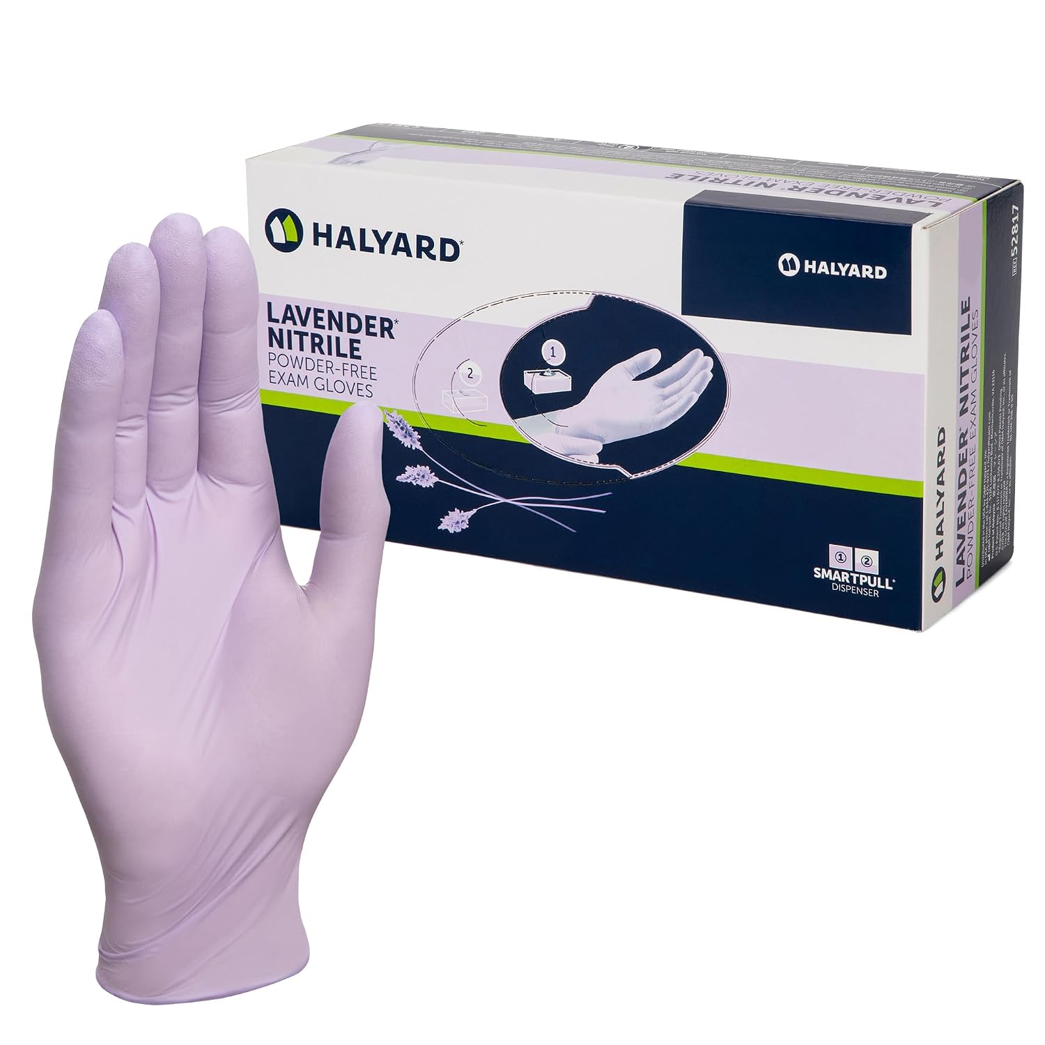 HALYARD Lavender Nitrile Exam Gloves, Disposable, Household Cleaning Supplies for First Aid, Beauty, Baby Care, Pet Care, 3.1 mil, X-Large, 52820 (Case of 2300)