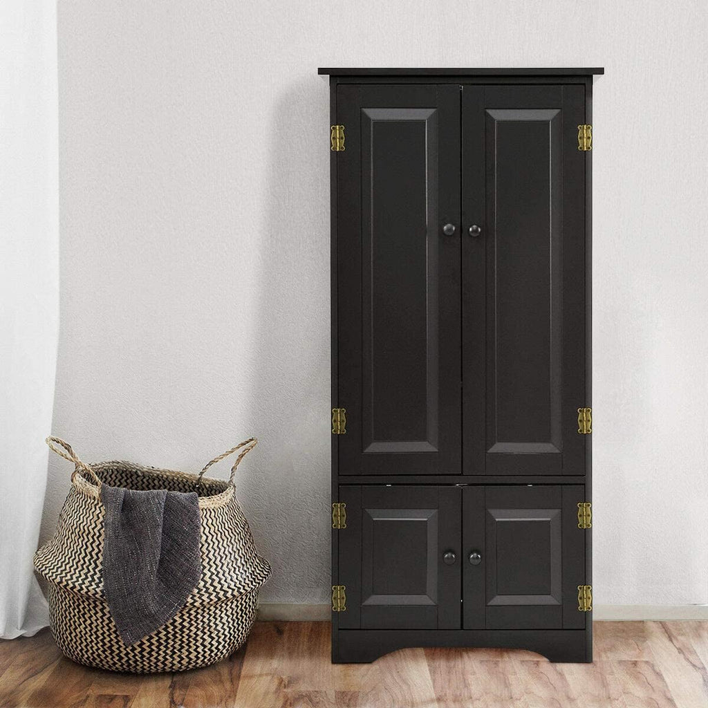 Giantex Accent Floor Storage Cabinet Adjustable Shelves Antique 2-Door Low Floor Cabinet Pantry 24' Lx13 Wx49 H (Black)