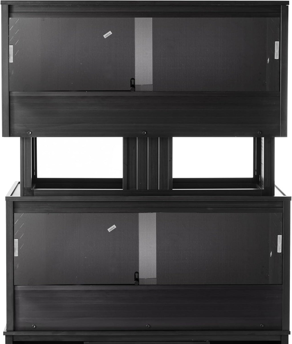 New Age Pet ECOFLEX Two Large Reptile Enclosures with Matching Stacker Combo Set in Black