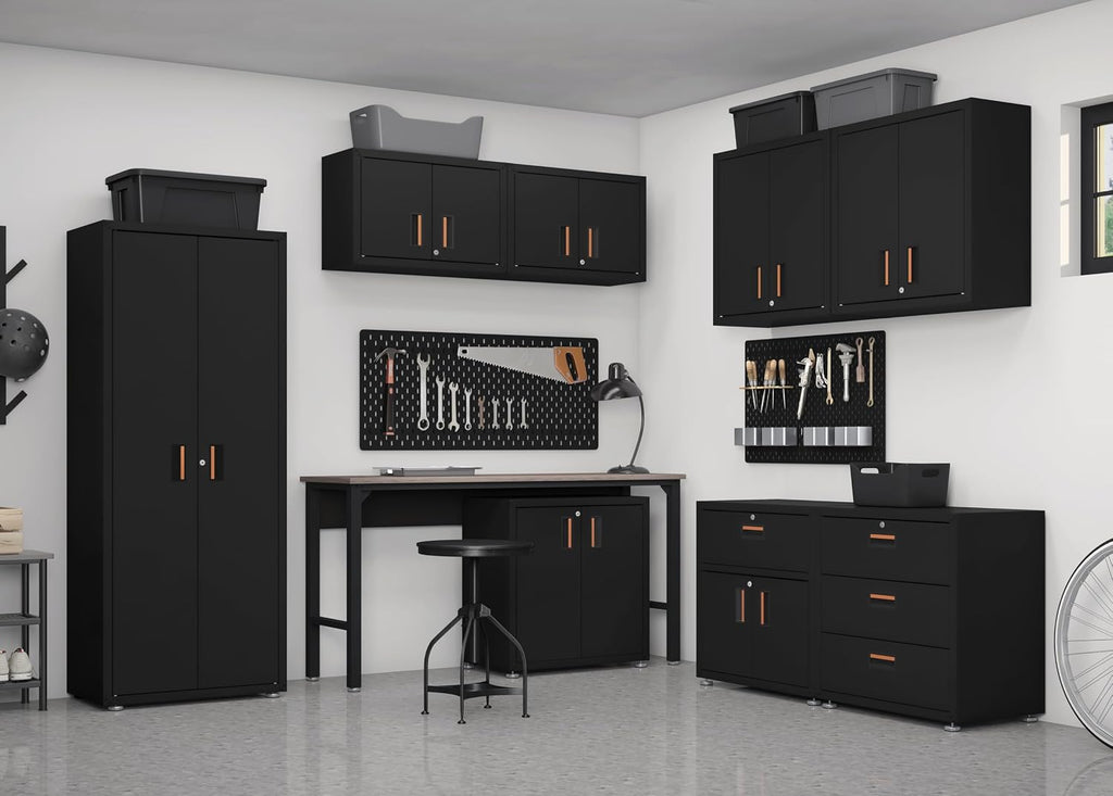 for Home Ready-to-Assemble Wall Steel Cabinet with Two Doors (Black)