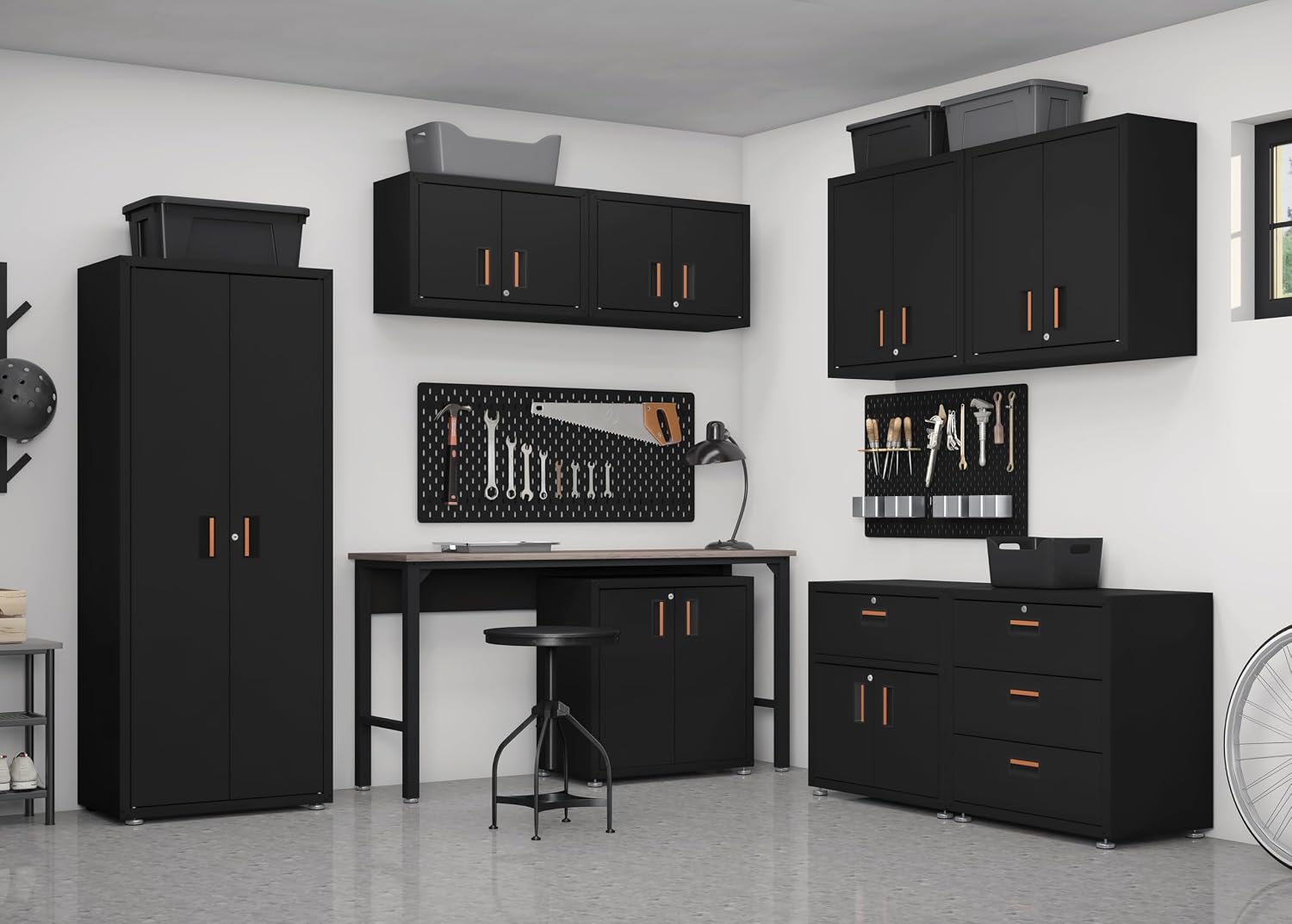 for Home Ready-to-Assemble Wall Steel Cabinet with Two Doors (Black)