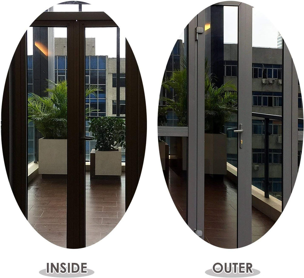 One Way Mirror Privacy Window Film, Heat Control and Anti - UV Adhesive Reflective Window Tint for Home and Office, 60Inch x 33Feet, Black Silver