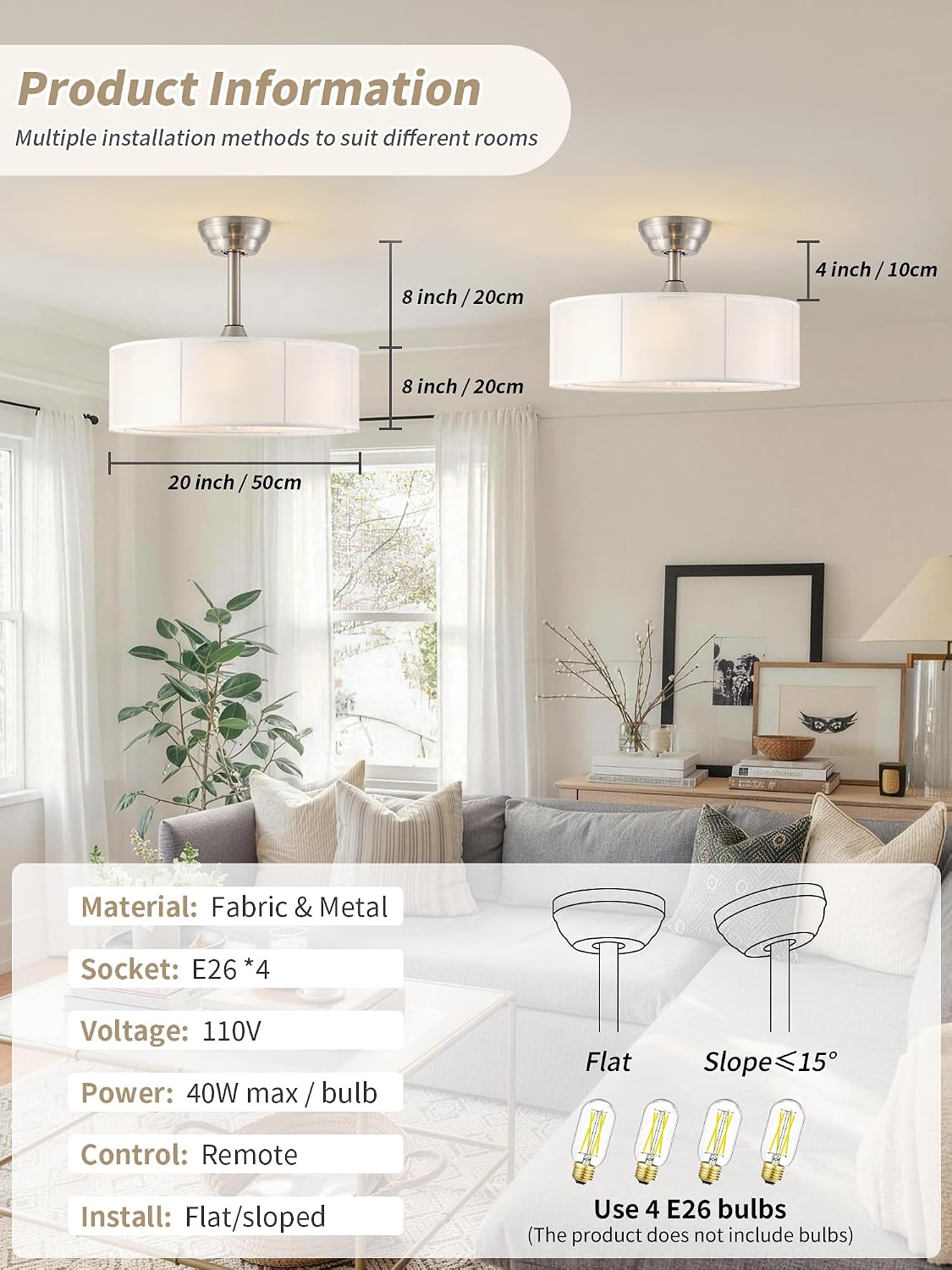 20' Caged Fandelier Ceiling Fans with Lights, Silver Boho Chandelier Ceiling Fan with Light Remote Control with 6 Speeds for Bedroom, Living Room, Nursery