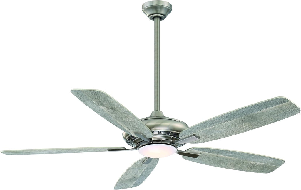 Baskinville 52-Inch Integrated LED Ceiling Fan with Light and Remote - Pewter with 5 Coastal Driftwood Blades by Minka Ceiling Fan Co.