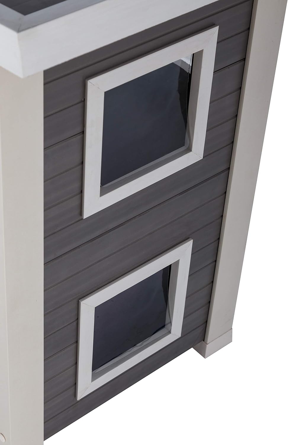 New Age Pet ECOFLEX Outdoor Cat Townhouse, Grey - Weather-Resistant Kitty Shelter, Spacious & Durable Wood Alternative, Ideal for Outdoor Felines