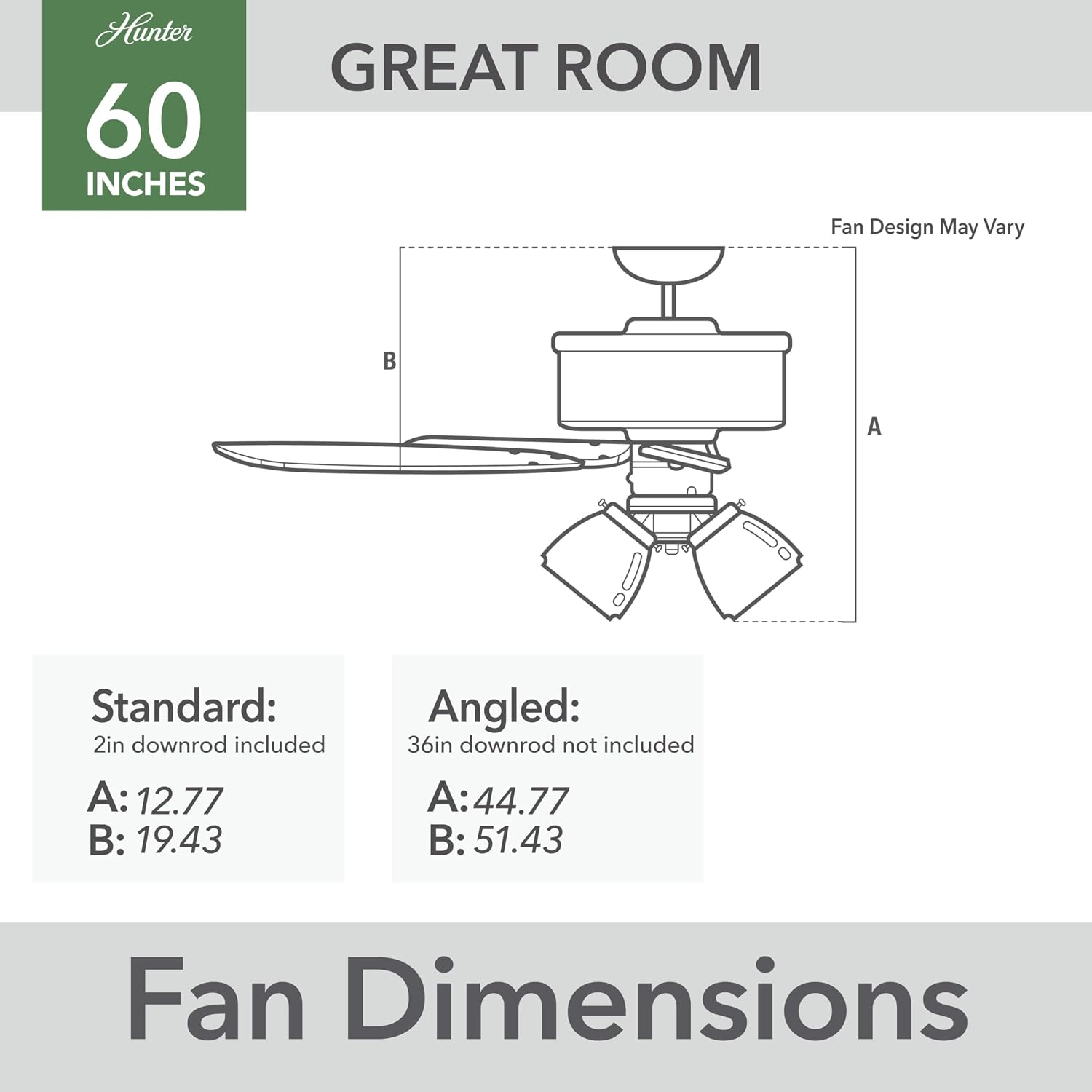 Hunter 60 inch Indoor Ceiling Fan with LED Lights - Bronze Ceiling Fan with Pull Chain, For Bedroom or Living Room, Standard Mount, No Remote, 5 Blades, Includes Bulbs - Churchwell 51200, Noble Bronze