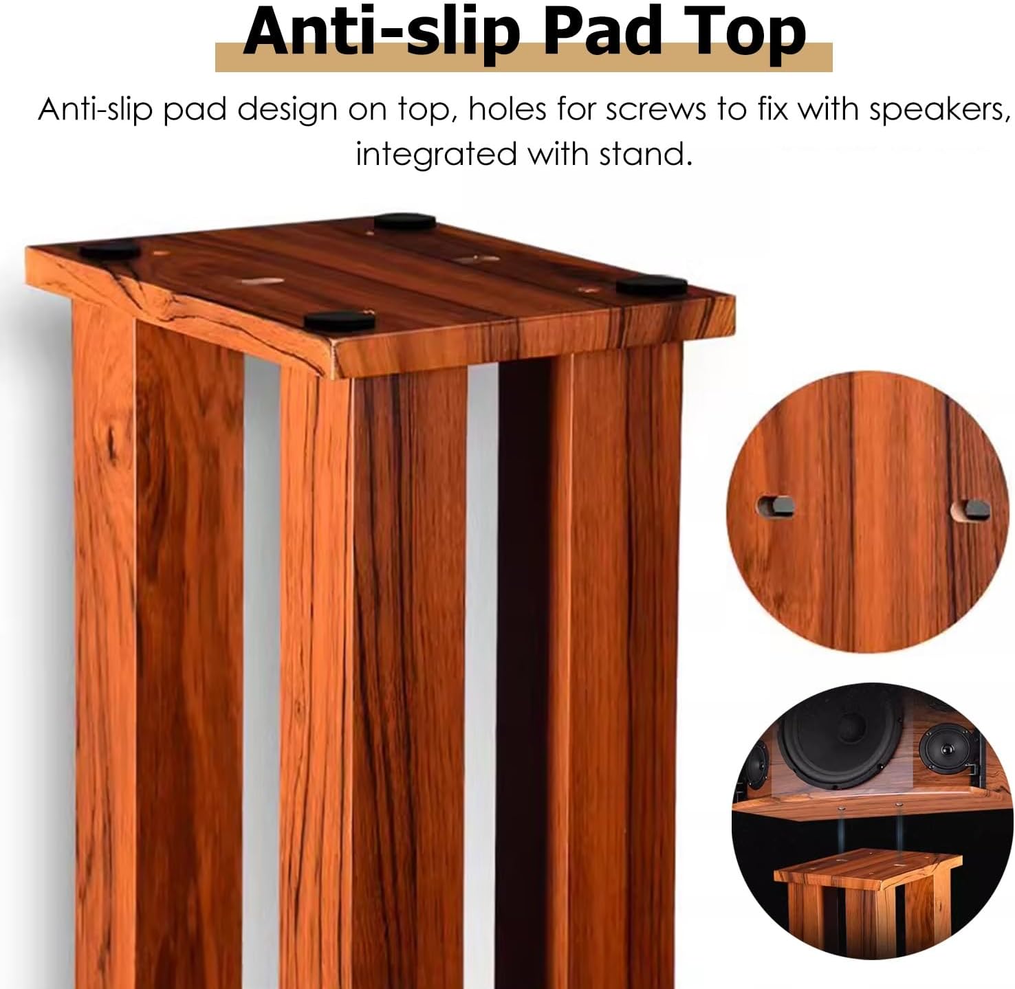 Speaker Stand 24inch Heavy Duty Wood Speaker Stands Pair Bookshelf, Universal Studio Monitor Holder for Satellite Speakers, Home Theater/Living Room Use(Brown)