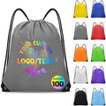 Grneric Custom Drawstring Bags Bulk 10/20/50/100/200 Pack, Promotional Items With Your Logo Personalized String Backpack for Gym, Sport, Travel, Gray