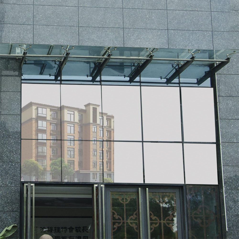 HOHOFILM 60' x 33ft Roll One Way Window Glass Film Reflective Silver Mirror Glass Tint Daytime Privacy Sun Blocking Anti UV Self-Adhesive