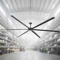 120 Inch Ceiling Fans without Lights Big Industrial Black Ceiling Fan for Shop Garage Gym, 6-Speed Reversible DC Motor Outdoor Ceiling Fans for Patios, Commercial Fan with Remote, 6 Aluminum Blades
