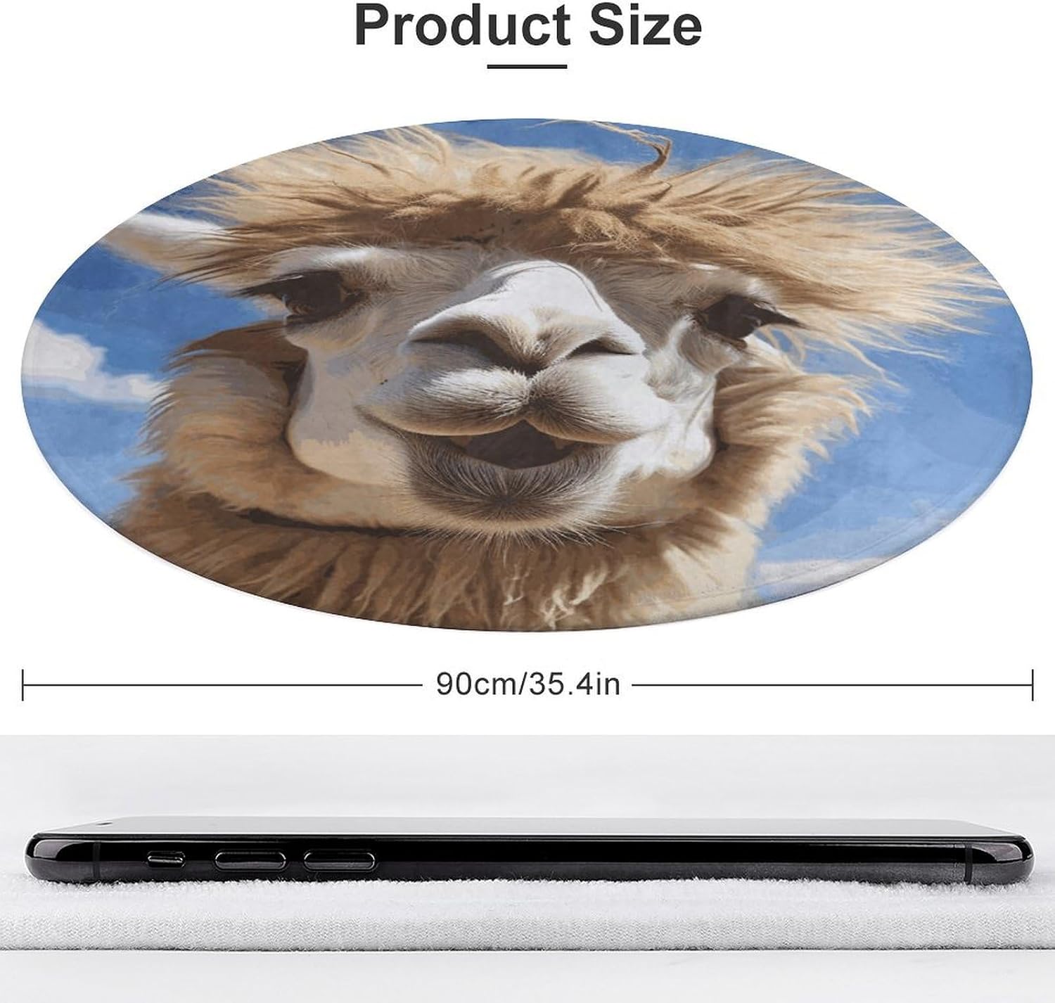 Funny Alpaca Llama Coral Velvet Round Floor Mat Non-Slip Bath Rug Floor Covering for Bathroom Vanity Guest Suite & Vacation Home