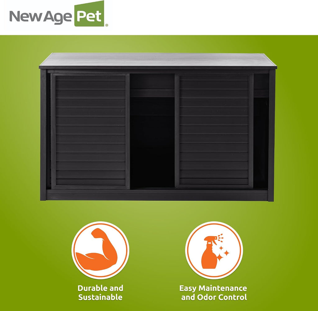 New Age Pet ECOFLEX 48' Storage Cabinet for Pets in Black, Durable Wood Plastic Composite, Non Toxic, Easy Assembly, Ideal for Bedding, Food, Toys, Large Mojave Reptile Habitat Compatible